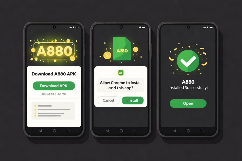 A880 APK file specifications and download screen