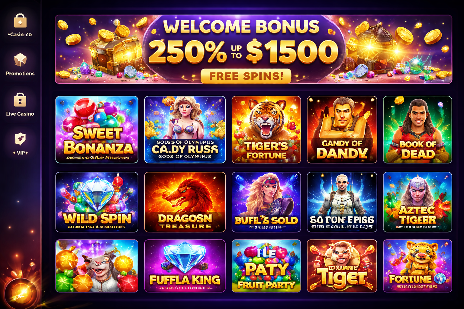 A880 top slot titles collage with vibrant reel graphics